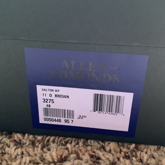 Men’s Size 11 D Allen Edmonds Brown Leather Weatherproof Dalton Wingtip Boots - Picture 8 of 8